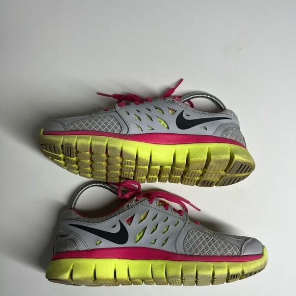 Nike Flex 2013 Run Women's Size 6 Pink/Yellow/Gray Shoe's 580440-015 - Picture 6 of 8